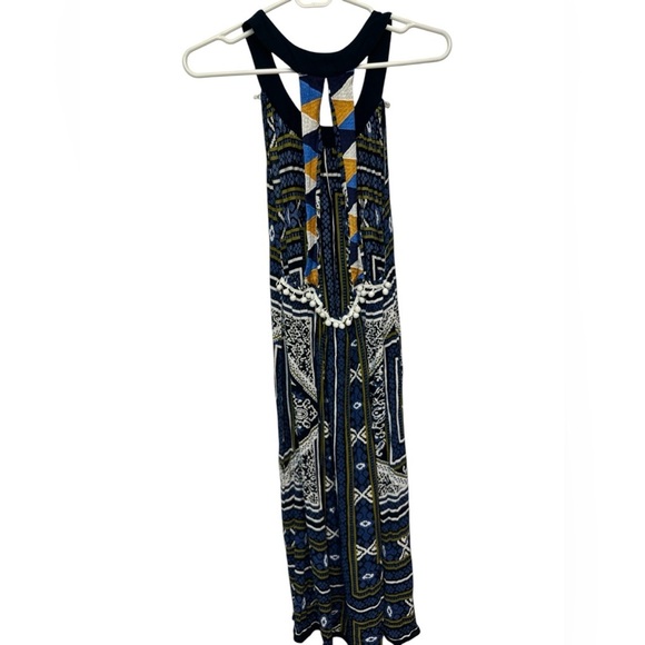 RAGA Riviera Maya Printed Midi Dress Women's Blue 100% Viscose Racerback - Picture 2 of 9